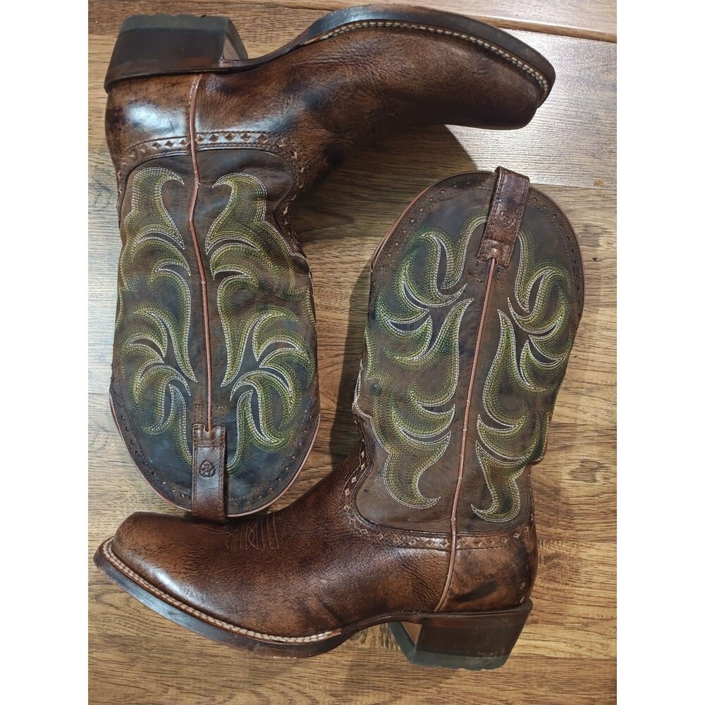 Ariat Turnback Western Boots Mens 9.5 D Square Toe Brown Leather Cowboy Classic
